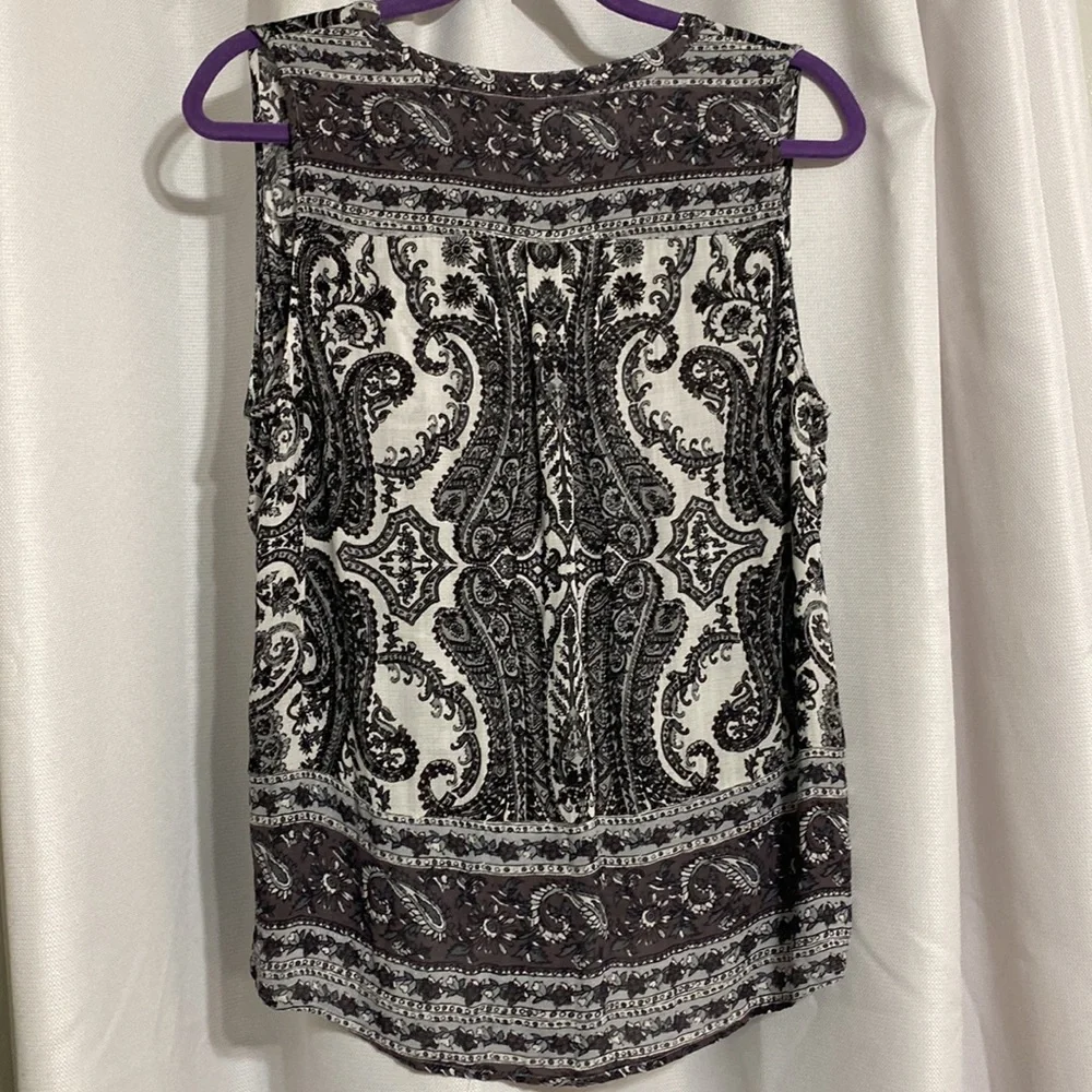 Lucky Brand Paisley Bohemian Front Tie Tank Top Size Large - Picture 6 of 6